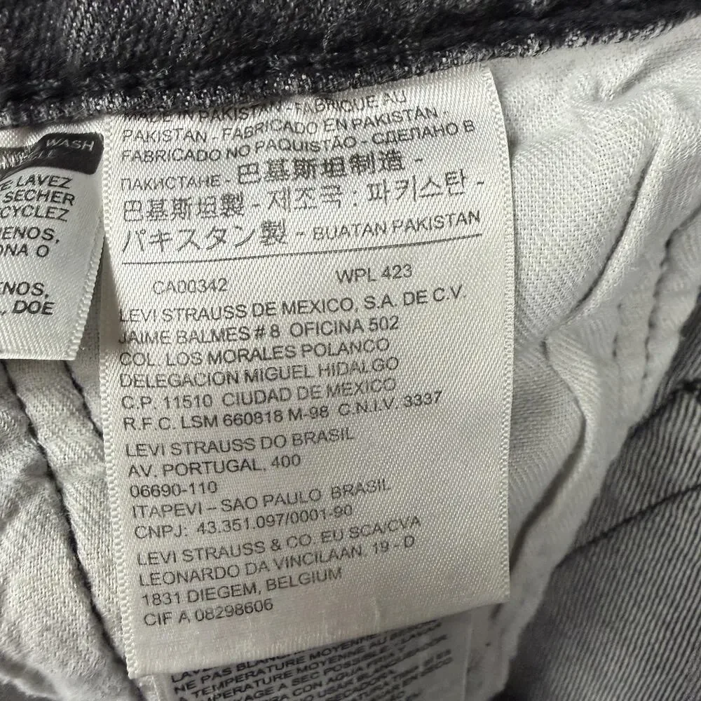 Levis Jeans Mens 36x29.5 Gray Slim Tapered Stretch Denim Charcoal Wash Classic
